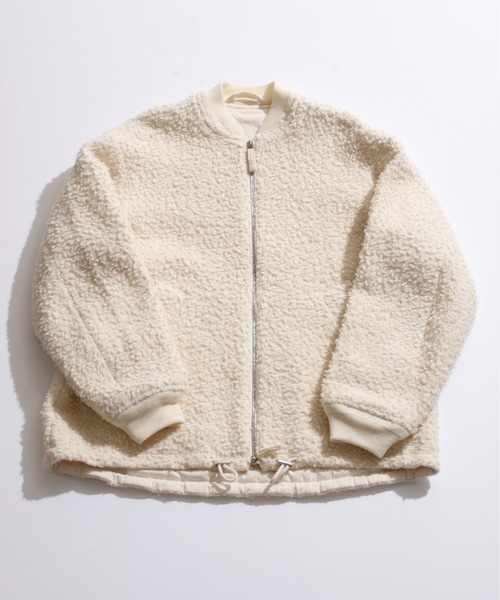 UNFIL（アンフィル）の「unfil アンフィル / wool-boa bomber jacket ウールボア ボンバージャケット オーバーサイズボアブルゾン / WWFL-UW132（ブルゾン・レディース・オフホワイト/チャコールグレー・1）」の10枚目の写真