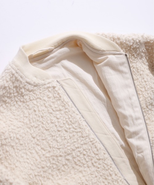UNFIL（アンフィル）の「unfil アンフィル / wool-boa bomber jacket ウールボア ボンバージャケット オーバーサイズボアブルゾン / WWFL-UW132（ブルゾン・レディース・オフホワイト/チャコールグレー・1）」の15枚目の写真