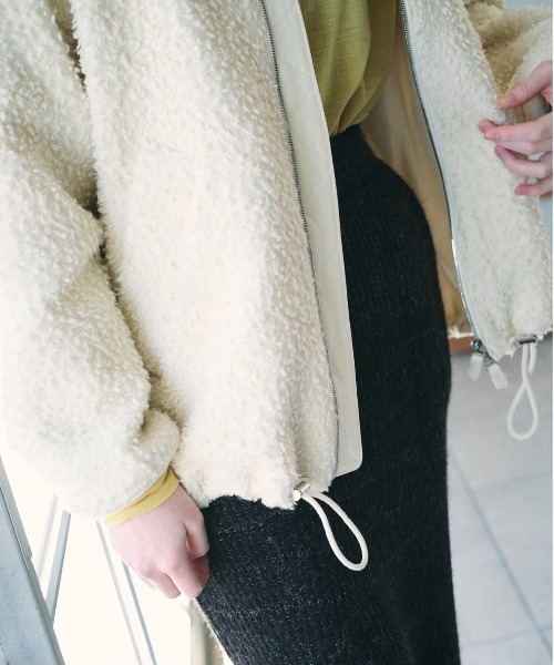 UNFIL（アンフィル）の「unfil アンフィル / wool-boa bomber jacket ウールボア ボンバージャケット オーバーサイズボアブルゾン / WWFL-UW132（ブルゾン・レディース・オフホワイト/チャコールグレー・1）」の7枚目の写真