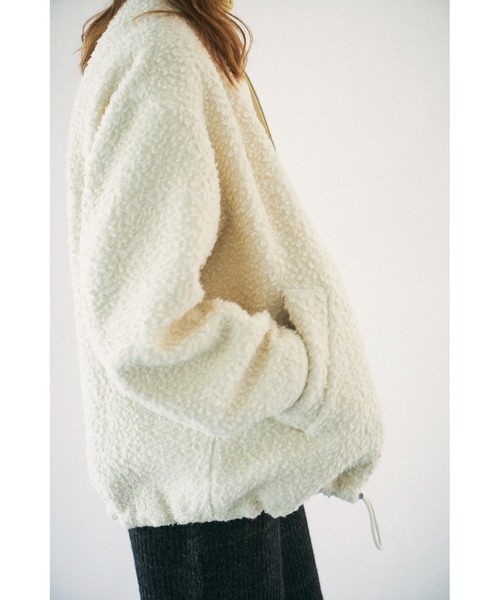 UNFIL（アンフィル）の「unfil アンフィル / wool-boa bomber jacket ウールボア ボンバージャケット オーバーサイズボアブルゾン / WWFL-UW132（ブルゾン・レディース・オフホワイト/チャコールグレー・1）」の6枚目の写真