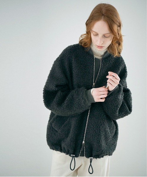 UNFIL（アンフィル）の「unfil アンフィル / wool-boa bomber jacket ウールボア ボンバージャケット オーバーサイズボアブルゾン / WWFL-UW132（ブルゾン・レディース・オフホワイト/チャコールグレー・1）」の20枚目の写真