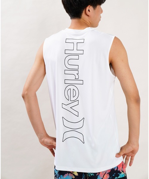Hurley （ハーレー）の「【ムラサキスポーツ別注】Hurley/ハーレー 水陸両用 UVカット バックプリントタンクトップ/ラッシュガード MRG2200010（ラッシュガード・メンズ・ホワイト/ブラック・S/M/L）」の2枚目の写真