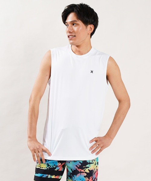 Hurley （ハーレー）の「【ムラサキスポーツ別注】Hurley/ハーレー 水陸両用 UVカット バックプリントタンクトップ/ラッシュガード MRG2200010（ラッシュガード・メンズ・ホワイト/ブラック・S/M/L）」の4枚目の写真