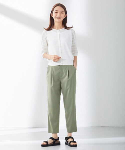 J.PRESS(ジェイプレス)の「【洗える・抗菌防臭】コットンアセテート レーシー カーディガン(カーディガン/ボレロ・レディース・ライトグリーン系/ベージュ系/ホワイト系・T13/T15)」の5枚目の写真