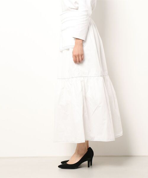 omom sot(オムオムソット)の「ポケット付き ティアードスカート omom sot(スカート・レディース・ホワイト/ブラック・M)」の10枚目の写真