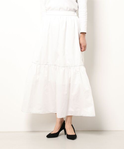 omom sot(オムオムソット)の「ポケット付き ティアードスカート omom sot(スカート・レディース・ホワイト/ブラック・M)」の12枚目の写真