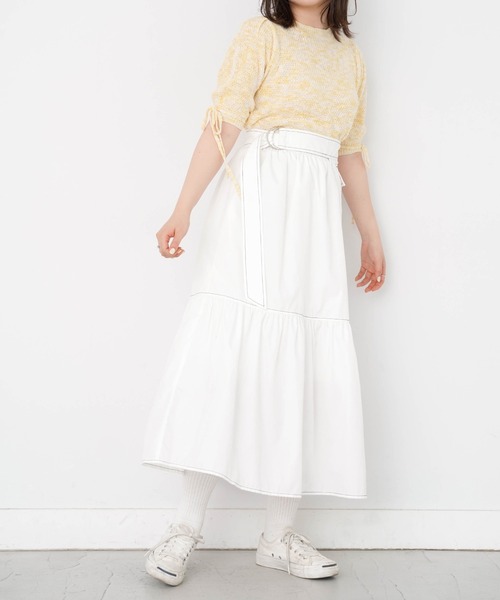 omom sot(オムオムソット)の「ポケット付き ティアードスカート omom sot(スカート・レディース・ホワイト/ブラック・M)」の17枚目の写真
