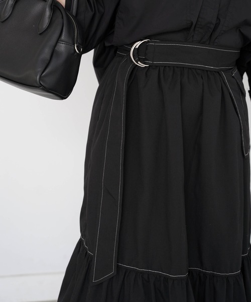 omom sot(オムオムソット)の「ポケット付き ティアードスカート omom sot(スカート・レディース・ホワイト/ブラック・M)」の9枚目の写真