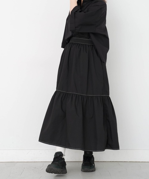 omom sot(オムオムソット)の「ポケット付き ティアードスカート omom sot(スカート・レディース・ホワイト/ブラック・M)」の15枚目の写真