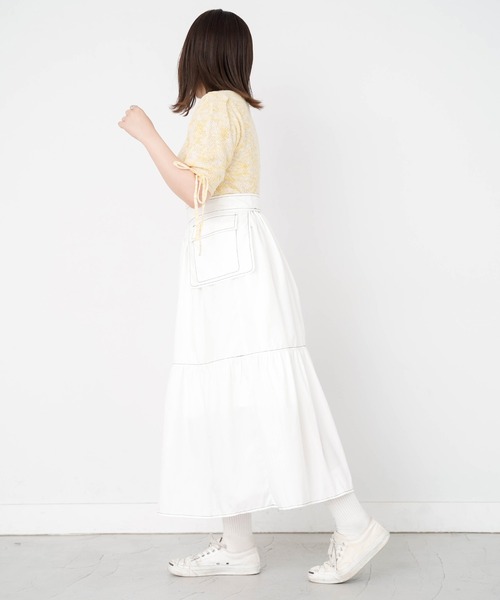 omom sot(オムオムソット)の「ポケット付き ティアードスカート omom sot(スカート・レディース・ホワイト/ブラック・M)」の4枚目の写真