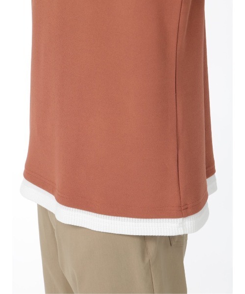 TAKA-Q（タカキュー）の「【ストレッチ】タカキュー 梨地ポンチ フェイクレイヤード クルー半袖Tシャツ（Tシャツ/カットソー・メンズ・ベージュ/ブラック/キャメル・MEDIUM/LARGE/X-LARGE）」の13枚目の写真