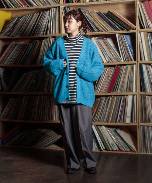 GLOSTER（グロスター）の「【GLOSTER/グロスター】クロシェライクカーディガン 透かし編みニット（カーディガン/ボレロ・メンズ・サックスブルー/オレンジ/グリーン/アイボリー/ブラック・MEDIUM/LARGE）」の14枚目の写真