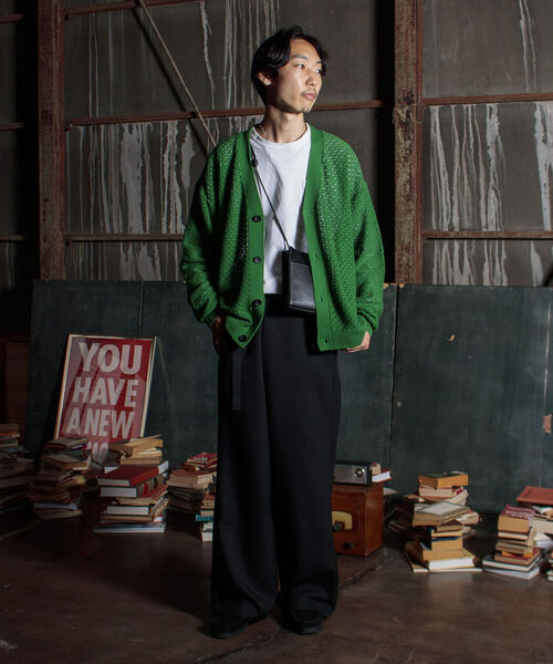 GLOSTER（グロスター）の「【GLOSTER/グロスター】クロシェライクカーディガン 透かし編みニット（カーディガン/ボレロ・メンズ・サックスブルー/オレンジ/グリーン/アイボリー/ブラック・MEDIUM/LARGE）」の19枚目の写真