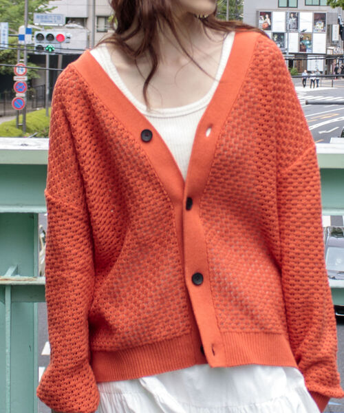 GLOSTER（グロスター）の「【GLOSTER/グロスター】クロシェライクカーディガン 透かし編みニット（カーディガン/ボレロ・メンズ・サックスブルー/オレンジ/グリーン/アイボリー/ブラック・MEDIUM/LARGE）」の20枚目の写真