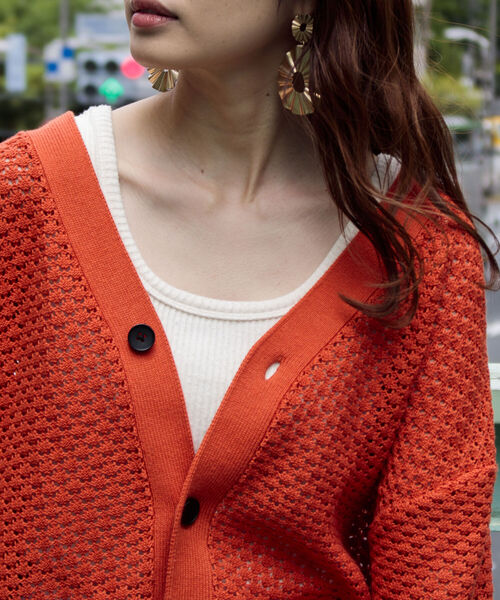 GLOSTER（グロスター）の「【GLOSTER/グロスター】クロシェライクカーディガン 透かし編みニット（カーディガン/ボレロ・メンズ・サックスブルー/オレンジ/グリーン/アイボリー/ブラック・MEDIUM/LARGE）」の21枚目の写真