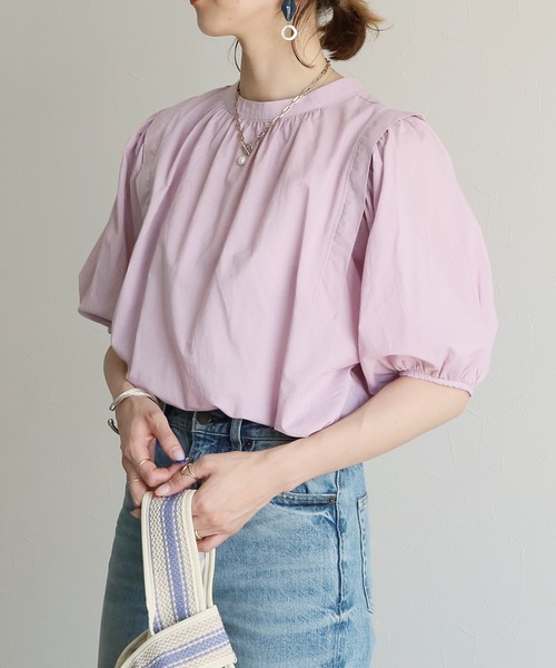 reca（レカ）の「前後2way五分袖ギャザーブラウス（シャツ/ブラウス・レディース・オフホワイト/ブラック/ピンク・MEDIUM/LARGE）」の3枚目の写真