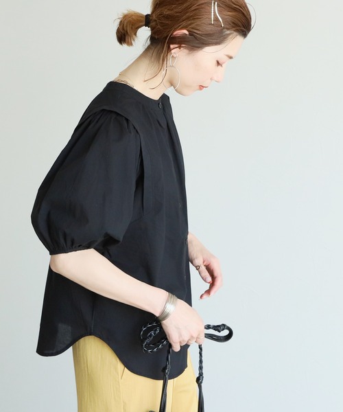 reca（レカ）の「前後2way五分袖ギャザーブラウス（シャツ/ブラウス・レディース・オフホワイト/ブラック/ピンク・MEDIUM/LARGE）」の2枚目の写真
