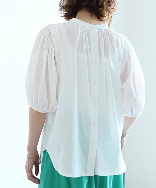 reca（レカ）の「前後2way五分袖ギャザーブラウス（シャツ/ブラウス・レディース・オフホワイト/ブラック/ピンク・MEDIUM/LARGE）」の4枚目の写真