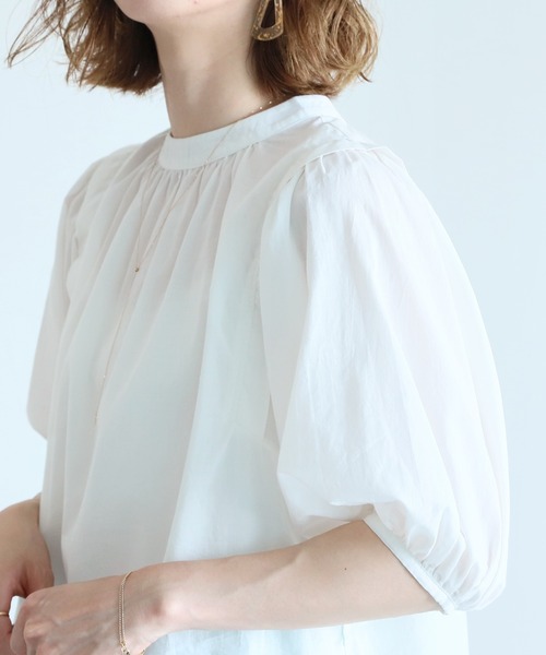 reca（レカ）の「前後2way五分袖ギャザーブラウス（シャツ/ブラウス・レディース・オフホワイト/ブラック/ピンク・MEDIUM/LARGE）」の9枚目の写真