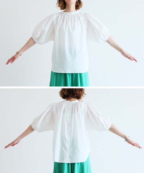 reca（レカ）の「前後2way五分袖ギャザーブラウス（シャツ/ブラウス・レディース・オフホワイト/ブラック/ピンク・MEDIUM/LARGE）」の13枚目の写真