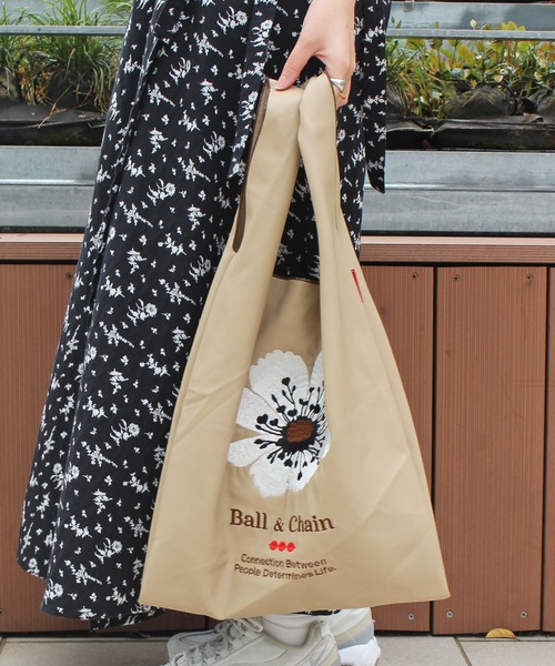 新品 Ball & Chain エコバッグベージュ Ｌ 花 ボールアンドチェーン Ball&Chain（ボールアンドチェーン）の「Ball&Chain(ボール