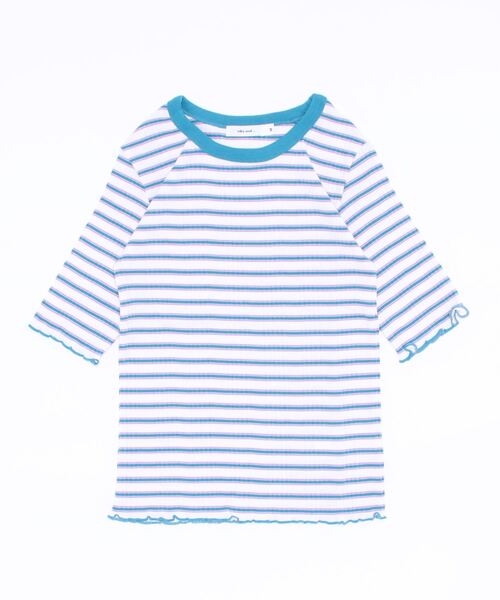 niko and...(ニコアンド)の「レトロボーダー5分袖プルオーバー(Tシャツ/カットソー・レディース・ライトブルー/ピンク/ライトグリーン/アイボリー/オレンジ/ナチュラル/ネイビー/グリーン/ブルー・MEDIUM/LARGE)」の8枚目の写真