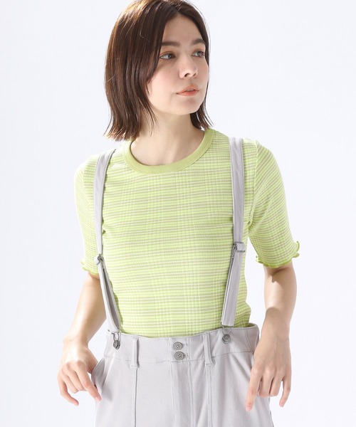 niko and...(ニコアンド)の「レトロボーダー5分袖プルオーバー(Tシャツ/カットソー・レディース・ライトブルー/ピンク/ライトグリーン/アイボリー/オレンジ/ナチュラル/ネイビー/グリーン/ブルー・MEDIUM/LARGE)」の5枚目の写真