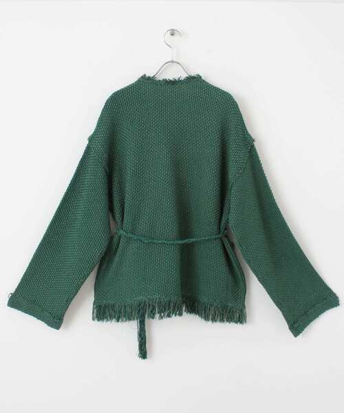 美品カレンテージCURRENTAGEグリーンショートカーディガン完売希少 CURRENTAGE（カレンテージ）の「CURRENTAGE STRAW CARDIGAN
