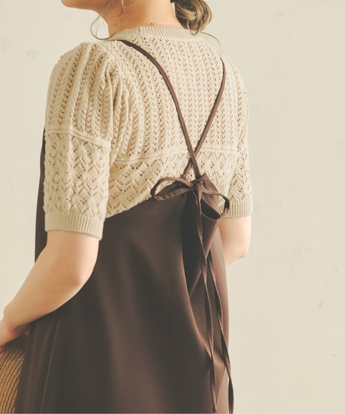 Ambre Neige（アンブルネージュ）の「透かし編みサマーニット／【WEB/EC限定商品】（Tシャツ/カットソー・レディース・オレンジ/アイボリー/ライトベージュ・FREE）」の8枚目の写真