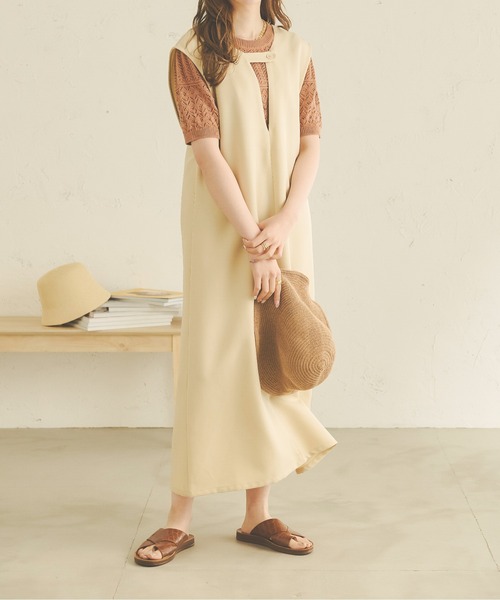 Ambre Neige（アンブルネージュ）の「透かし編みサマーニット／【WEB/EC限定商品】（Tシャツ/カットソー・レディース・オレンジ/アイボリー/ライトベージュ・FREE）」の5枚目の写真