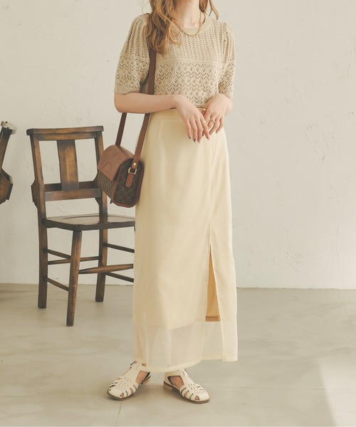 Ambre Neige（アンブルネージュ）の「透かし編みサマーニット／【WEB/EC限定商品】（Tシャツ/カットソー・レディース・オレンジ/アイボリー/ライトベージュ・FREE）」の19枚目の写真