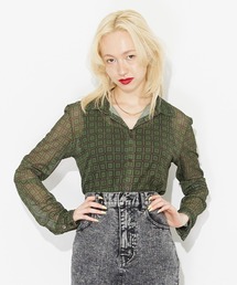 X-girl | RETRO PATTERN MESH SHIRTS/レトロ メッシュシャツ(シャツ/ブラウス)