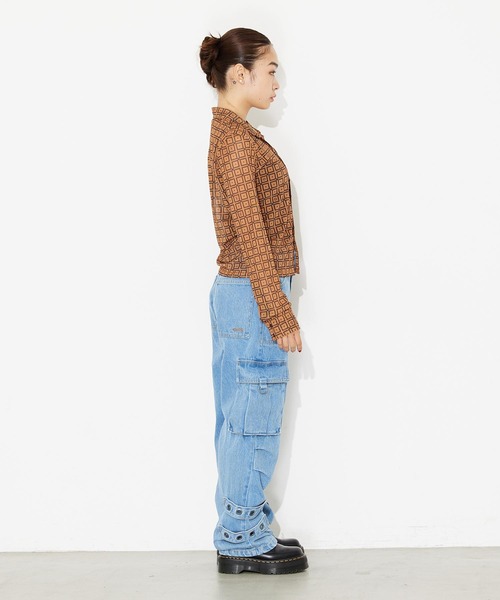 X-girl(エックスガール)の「RETRO PATTERN MESH SHIRTS/レトロ メッシュシャツ(シャツ/ブラウス・レディース・ブラック/ブラウン/グリーン・S/M)」の19枚目の写真