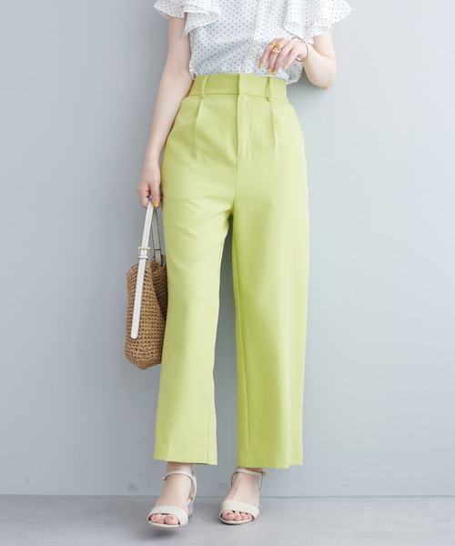 natural couture(ナチュラルクチュール)の「WEB限定カラー有り/美シルエットカラースラックスパンツ S/Mサイズ(スラックス・レディース・ブラック/オフホワイト/サックスブルー/ピンク/グリーン・SMALL/MEDIUM)」の3枚目の写真