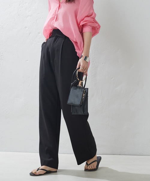 natural couture(ナチュラルクチュール)の「WEB限定カラー有り/美シルエットカラースラックスパンツ S/Mサイズ(スラックス・レディース・ブラック/オフホワイト/サックスブルー/ピンク/グリーン・SMALL/MEDIUM)」の9枚目の写真