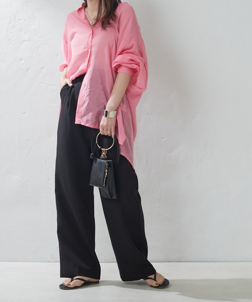 natural couture(ナチュラルクチュール)の「WEB限定カラー有り/美シルエットカラースラックスパンツ S/Mサイズ(スラックス・レディース・ブラック/オフホワイト/サックスブルー/ピンク/グリーン・SMALL/MEDIUM)」の11枚目の写真