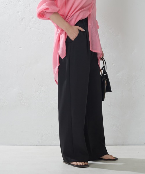 natural couture(ナチュラルクチュール)の「WEB限定カラー有り/美シルエットカラースラックスパンツ S/Mサイズ(スラックス・レディース・ブラック/オフホワイト/サックスブルー/ピンク/グリーン・SMALL/MEDIUM)」の10枚目の写真