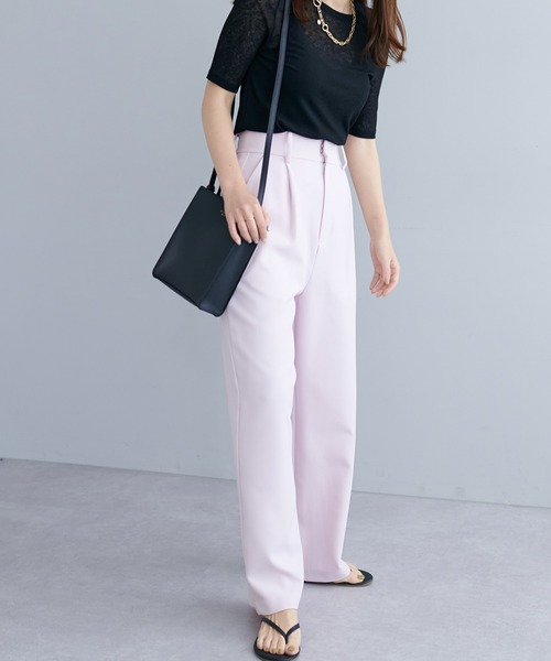 natural couture(ナチュラルクチュール)の「WEB限定カラー有り/美シルエットカラースラックスパンツ S/Mサイズ(スラックス・レディース・ブラック/オフホワイト/サックスブルー/ピンク/グリーン・SMALL/MEDIUM)」の20枚目の写真