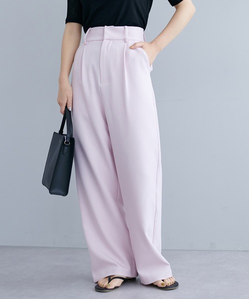 natural couture(ナチュラルクチュール)の「WEB限定カラー有り/美シルエットカラースラックスパンツ S/Mサイズ(スラックス・レディース・ブラック/オフホワイト/サックスブルー/ピンク/グリーン・SMALL/MEDIUM)」の19枚目の写真