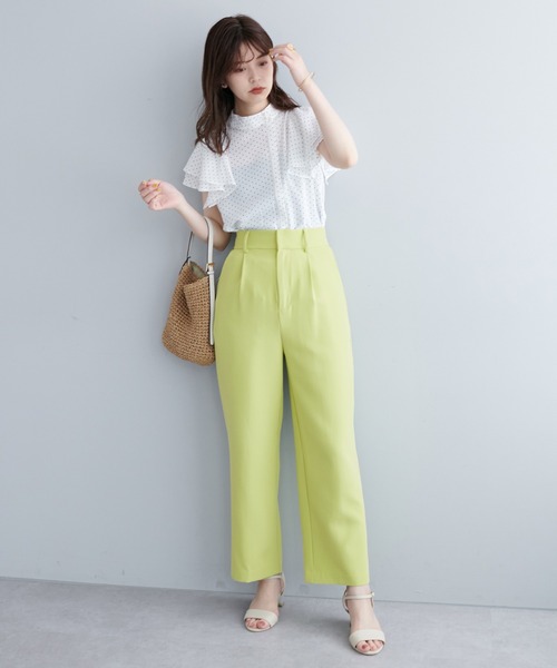 natural couture(ナチュラルクチュール)の「WEB限定カラー有り/美シルエットカラースラックスパンツ S/Mサイズ(スラックス・レディース・ブラック/オフホワイト/サックスブルー/ピンク/グリーン・SMALL/MEDIUM)」の14枚目の写真