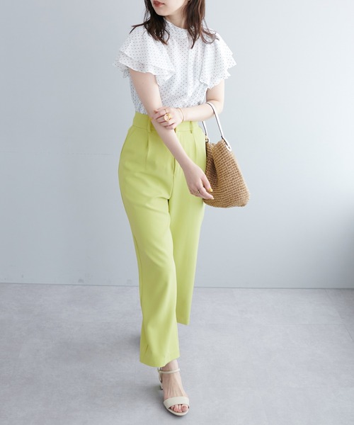 natural couture(ナチュラルクチュール)の「WEB限定カラー有り/美シルエットカラースラックスパンツ S/Mサイズ(スラックス・レディース・ブラック/オフホワイト/サックスブルー/ピンク/グリーン・SMALL/MEDIUM)」の13枚目の写真