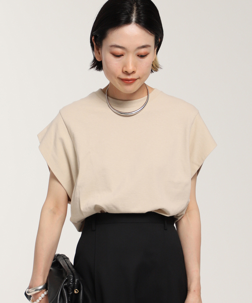 PRE_(プレ)の「《追加》【PRE_/プレ】ショートスリーブカットソー(Tシャツ/カットソー・レディース・ブラック/ホワイト/ベージュ/ネイビー・38/36)」の4枚目の写真