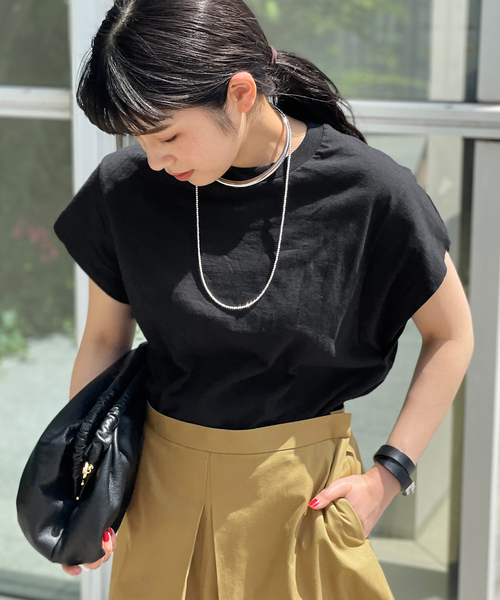 PRE_(プレ)の「《追加》【PRE_/プレ】ショートスリーブカットソー(Tシャツ/カットソー・レディース・ブラック/ホワイト/ベージュ/ネイビー・38/36)」の3枚目の写真