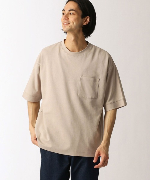 Grand PARK（グランドパーク）の「ドライタッチ裾ロゴプリントＴシャツ（Tシャツ/カットソー・メンズ・ホワイト/ベージュ/ライトグリーン/チャコールグレー・LARGE/MEDIUM）」の3枚目の写真