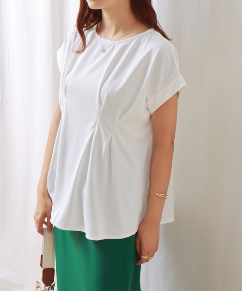 libelle more（リベル モア）の「汗染み防止/抗菌防臭 ウエストタックカットTシャツ（Tシャツ/カットソー・レディース・ブラック/オフホワイト/イエロー/モカ・M）」の2枚目の写真