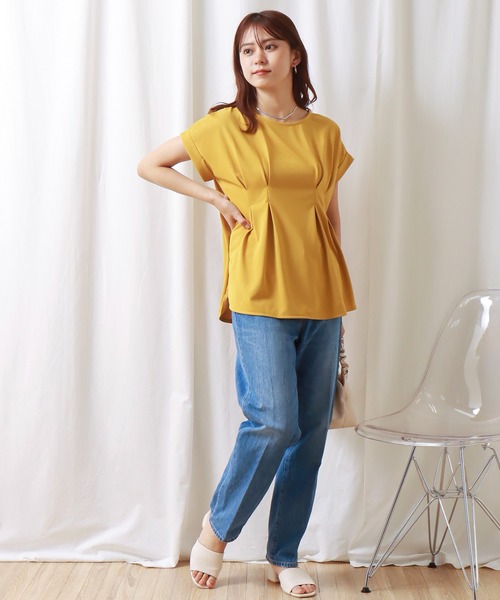 libelle more（リベル モア）の「汗染み防止/抗菌防臭 ウエストタックカットTシャツ（Tシャツ/カットソー・レディース・ブラック/オフホワイト/イエロー/モカ・M）」の12枚目の写真