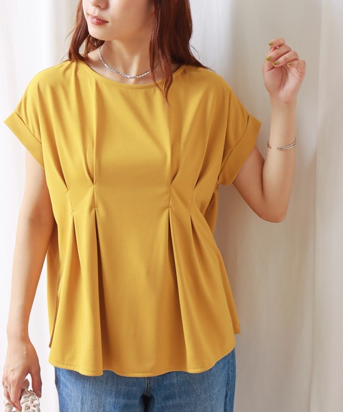 libelle more（リベル モア）の「汗染み防止/抗菌防臭 ウエストタックカットTシャツ（Tシャツ/カットソー・レディース・ブラック/オフホワイト/イエロー/モカ・M）」の8枚目の写真