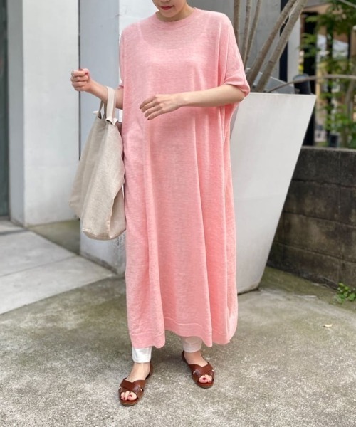 BEARDSLEY（ビアズリー）の「リネンロングワンピース（ワンピース・レディース・ピンク/ブルー・FREE）」の9枚目の写真