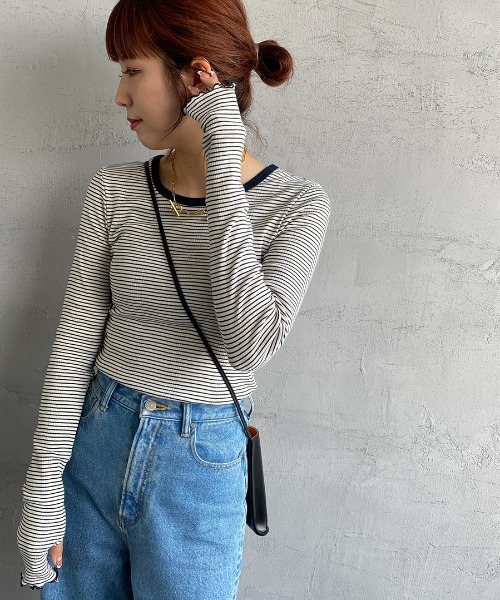 MILLER（ミラー）の「【GISELe 3月号掲載】[MILLER/ミラー] 別注 クルーネックリブTシャツ（Tシャツ/カットソー・レディース・オフホワイト/ブラック/ブラウン/ブルー/アイボリー/ネイビー・F）」の20枚目の写真