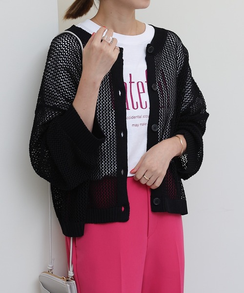 COLONY 2139(コロニートゥーワンスリーナイン)の「メッシュカーディガン(カーディガン/ボレロ・レディース・ブラック/グレイッシュベージュ/オフホワイト・FREE)」の3枚目の写真